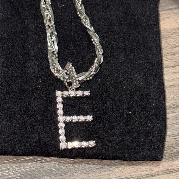 Real Diamond E Initial Charm Pendant NOT CZ Not fake! Bestselling Christmas Gift - Picture 10 of 11